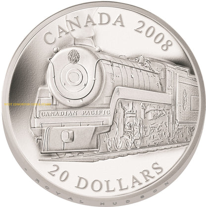 2008 1oz $20 GREAT CANADIAN LOCOMOTIVES - ROYAL HUDSON - FINE SILVER COIN