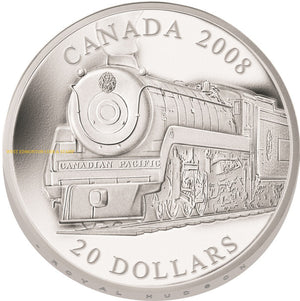 SALE - 2008 1oz $20 GREAT CANADIAN LOCOMOTIVES - ROYAL HUDSON - FINE SILVER COIN  (NO SLEEVE)