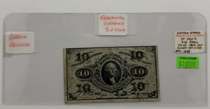 1863 10-CENTS UNITED STATES "FRACTIONAL CURRENCY" 3RD ISSUE BANK NOTE