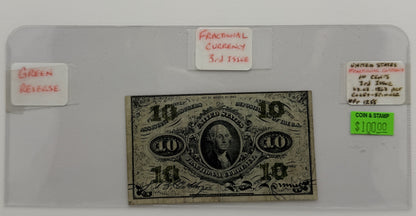 1863 10-CENTS UNITED STATES "FRACTIONAL CURRENCY" 3RD ISSUE BANK NOTE
