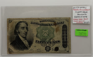 1873 50-CENTS UNITED STATES "FRACTIONAL CURRENCY"  4TH ISSUE BANK NOTE