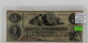 1860 $3 UNITED STATES BOSTON BANK OF COMMERCE BANK NOTE