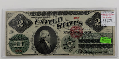 1862 $2 UNITED STATES LEGAL TENDER ISSUE; SERIES 139 TYPE 2 SEAL BANK NOTE
