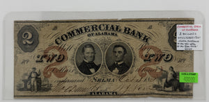 1861 $2 UNITED STATES COMMERCIAL BANK OF ALABAMA, SELMA ALABAMA BANK NOTE