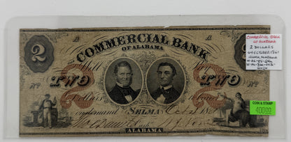 1861 $2 UNITED STATES COMMERCIAL BANK OF ALABAMA, SELMA ALABAMA BANK NOTE