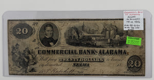 1856 $20 UNITED STATES COMMERCIAL BANK OF ALABAMA, SELMA ALABAMA BANK NOTE