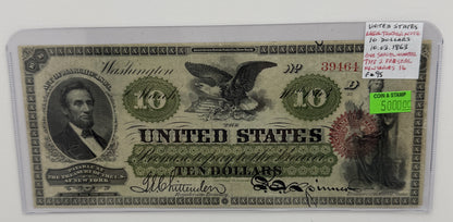 1863 $10 UNITED STATES LEGAL TENDER BANK NOTE