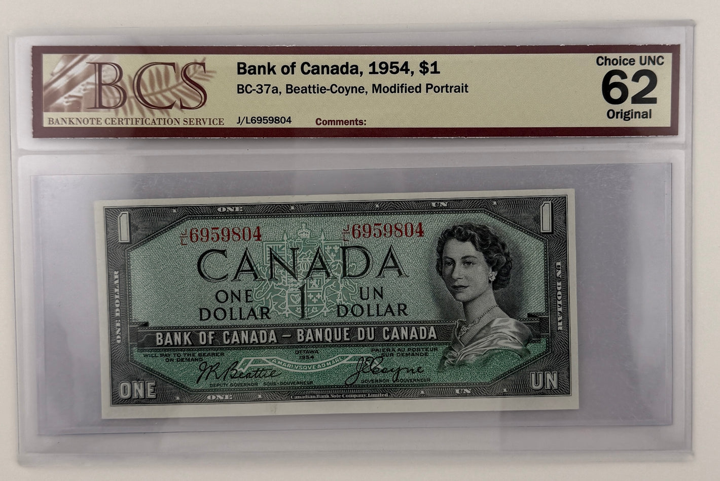 1954 $20 BANK OF CANADA, BC-37a; BEATTIE-COYNE, MODIFIED PORTRAIT NOTE
