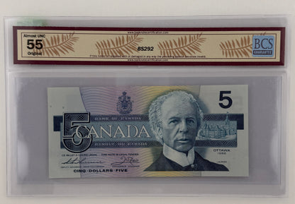 1986 $5 BANK OF CANADA; BC-56bA, THIESSEN-CROW, LARGE F, REPLACEMENT NOTE