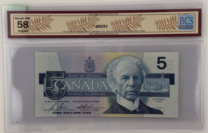 1986 $5 BANK OF CANADA, BC-56cA, BONIN-THIESSEN, REPLACEMENT NOTE