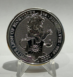 E-TRANSFER ONLY - 2020 2oz WHITE LION OF MORTIMER FINE SILVER BULLION COIN