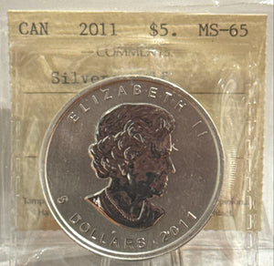 E-TRANSFER ONLY - 1oz. 2011 CANADIAN TIMBER WOLF SILVER COIN - MS-65