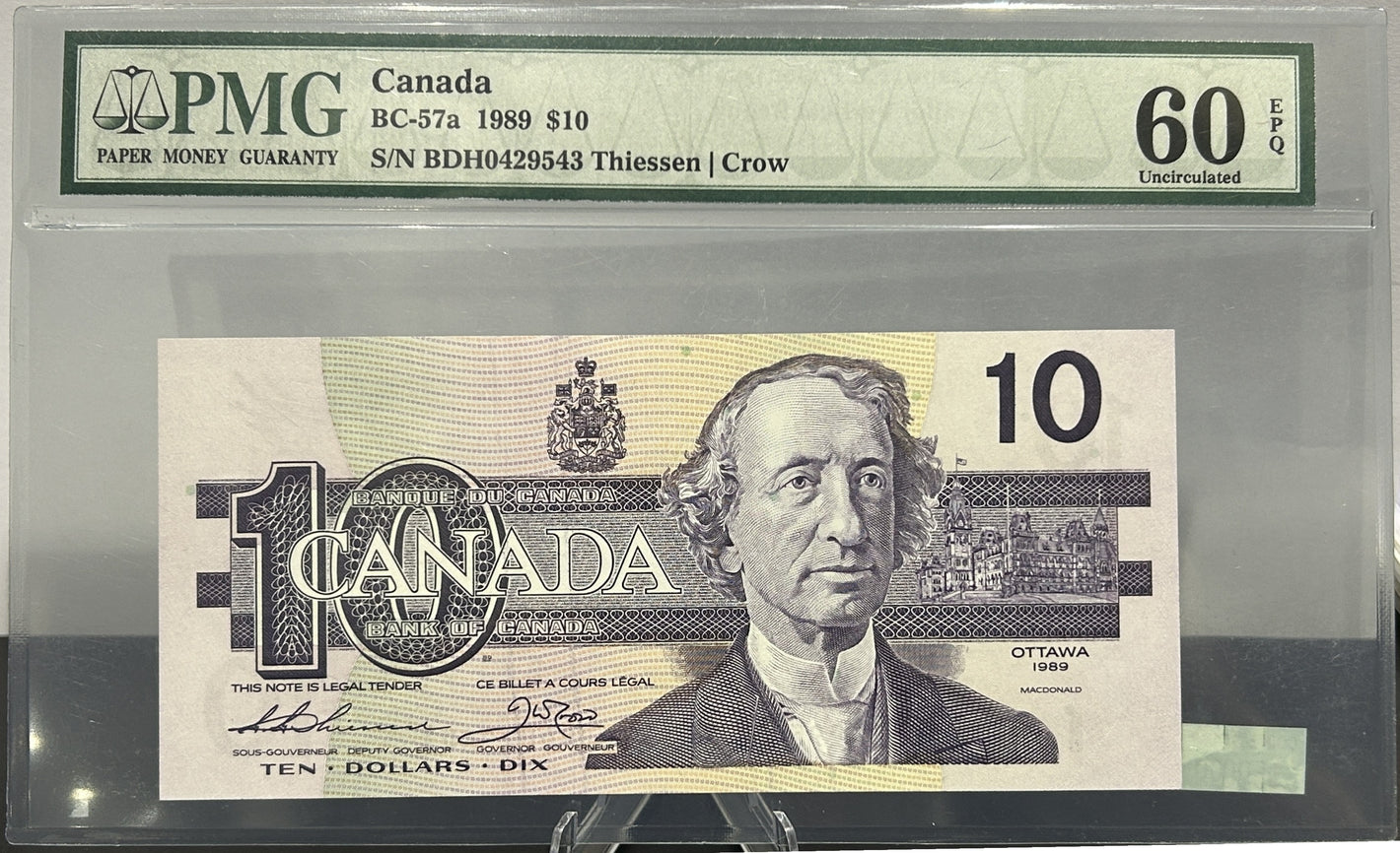 1989 $10 BANK OF CANADA, BC-57a, THIESSEN|CROW NOTE