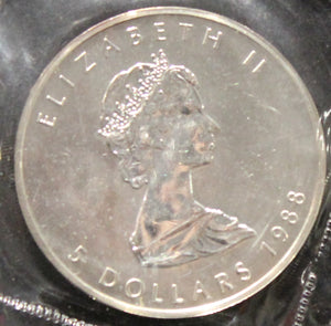 E-TRANSFER ONLY - 1oz. 1988 CANADIAN SILVER MAPLE LEAF COIN