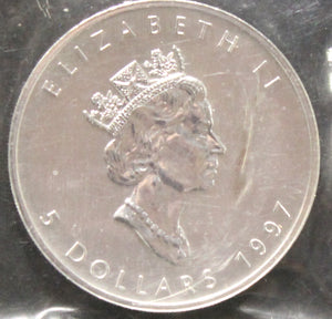 E-TRANSFER ONLY - 1oz. 1997 CANADIAN SILVER MAPLE LEAF COIN