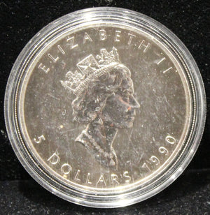 E-TRANSFER ONLY - 1oz. 1990 CANADIAN SILVER MAPLE LEAF COIN