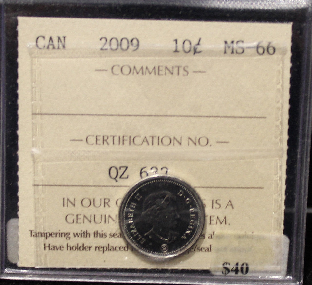 2009 CANADIAN 10-CENT ICCS MS-66