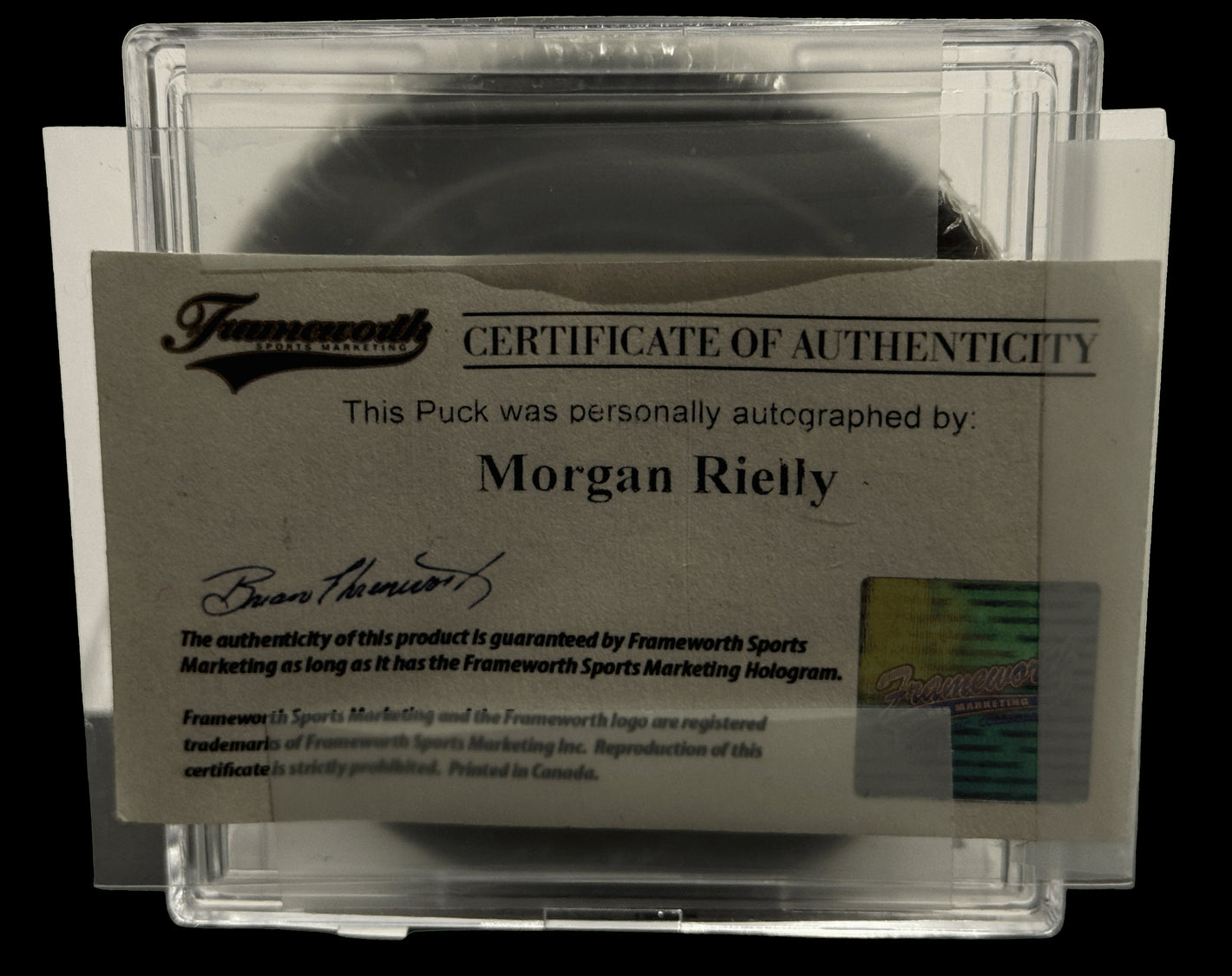 TORONTO MAPLE LEAFS - MORGAN RIELLY AUTO PUCK