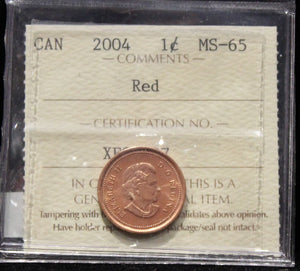 2004 CANADIAN ONE CENT ICCS MS - 65 (RED)