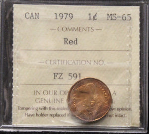 1979 CANADIAN ONE CENT ICCS MS - 65 (RED)