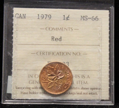 1979 CANADIAN ONE CENT ICCS MS - 66 (RED)