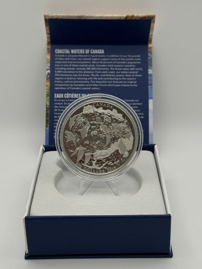 [AUCTION ONLY] 2015 2oz $200 COASTAL WATERS OF CANADA  FINE SILVER COIN