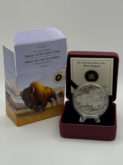 [AUCTION ONLY] 2013 1oz $100 BISON STAMPEDE FINE SILVER COIN