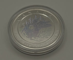 [AUCTION ONLY] 2002 1oz $5 ANNIVERSARY LOON HOLOGRAM PURE SILVER COIN