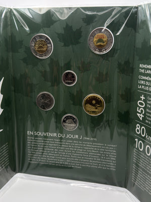 [AUCTION ONLY] 2019 COMMEMORATIVE COLLECTOR KEEPSAKE D-DAY 6-COIN SET WITH COLOURIZED TOONIE