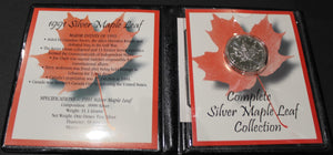 E-TRANSFER ONLY - 1oz. 1991 SILVER MAPLE LEAF - .9999 PURE SILVER - FIRST COMMEMORATIVE MINT FOLDER