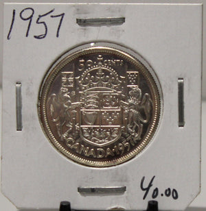 1957 CIRCULATION 50-CENT COIN - UNGRADED - AS PICTURED