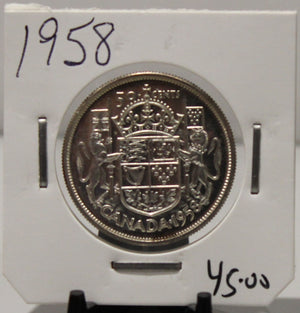 1958 CIRCULATION 50-CENT COIN - UNGRADED - AS PICTURED
