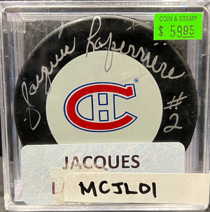 MONTREAL CANADIENS - JACQUES LAPERRIERE AUTO PUCK