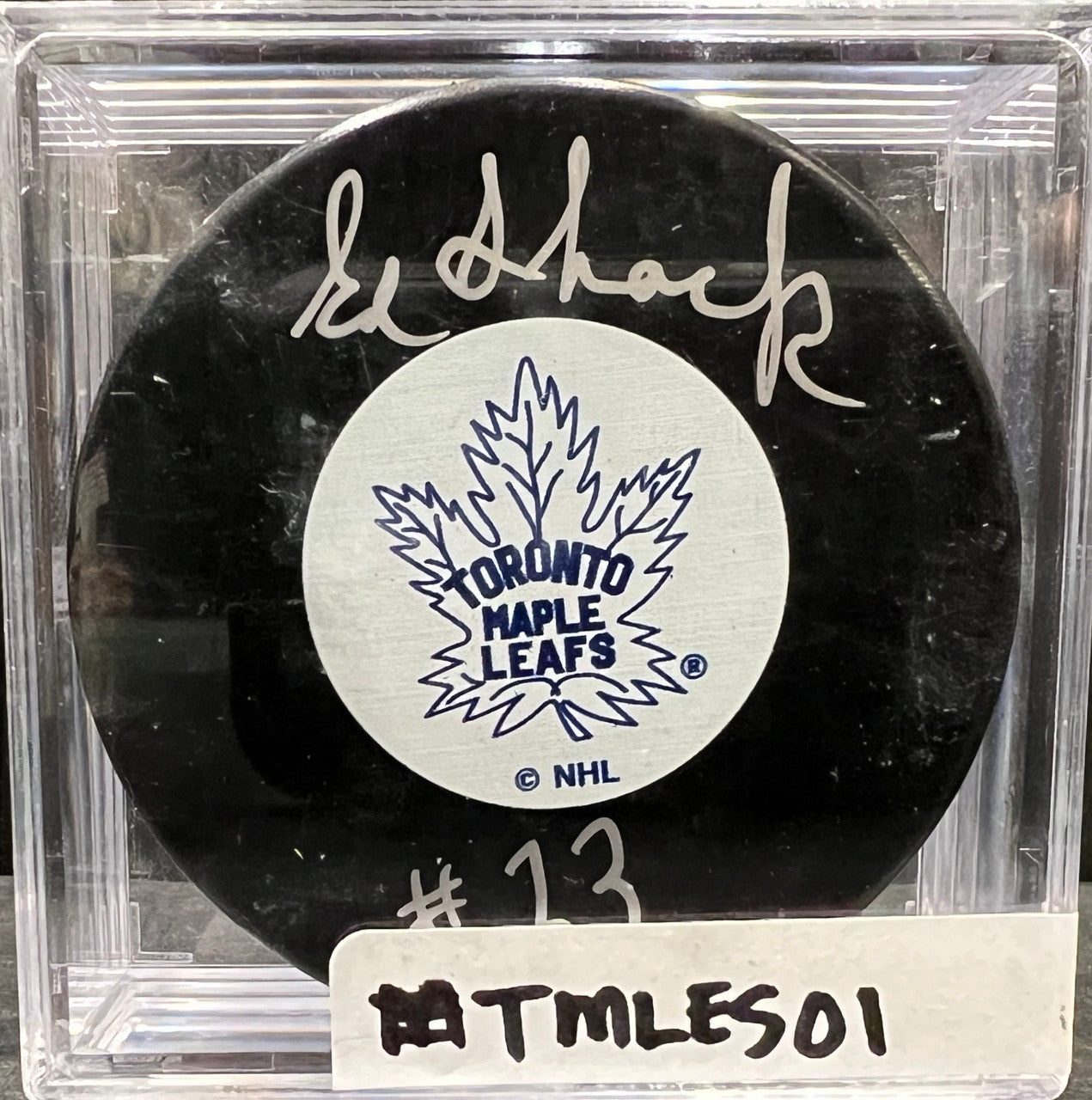 TORONTO MAPLE LEAFS - EDDIE SHACK AUTO PUCK