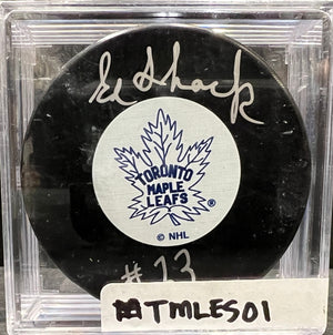 TORONTO MAPLE LEAFS - EDDIE SHACK AUTO PUCK