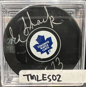 TORONTO MAPLE LEAFS - EDDIE SHACK AUTO PUCK