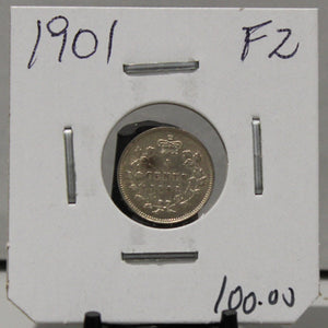 1901 5-CENT SILVER - F2 - UNGRADED - AS PICTURED
