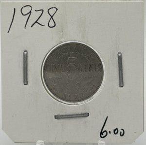 1928 CANADA CIRCULATION FIVE CENTS - UNGRADED