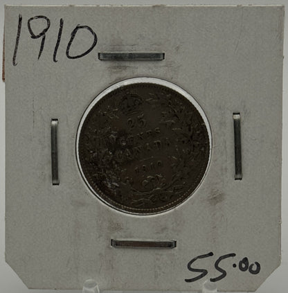 1910 CIRCULATION 25-CENT COIN - UNGRADED - AS PICTURED