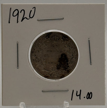 1920 CIRCULATION 25-CENT COIN - UNGRADED - AS PICTURED