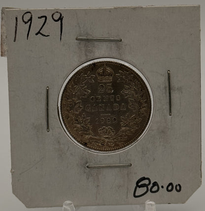 1929 CIRCULATION 25-CENT COIN - UNGRADED - AS PICTURED