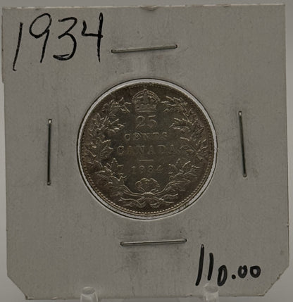 1934 CIRCULATION 25-CENT COIN - UNGRADED - AS PICTURED
