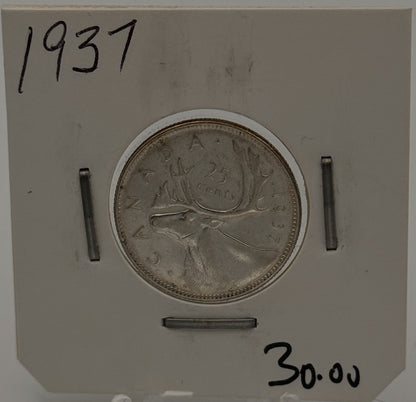 1937 CIRCULATION 25-CENT COIN - UNGRADED - AS PICTURED