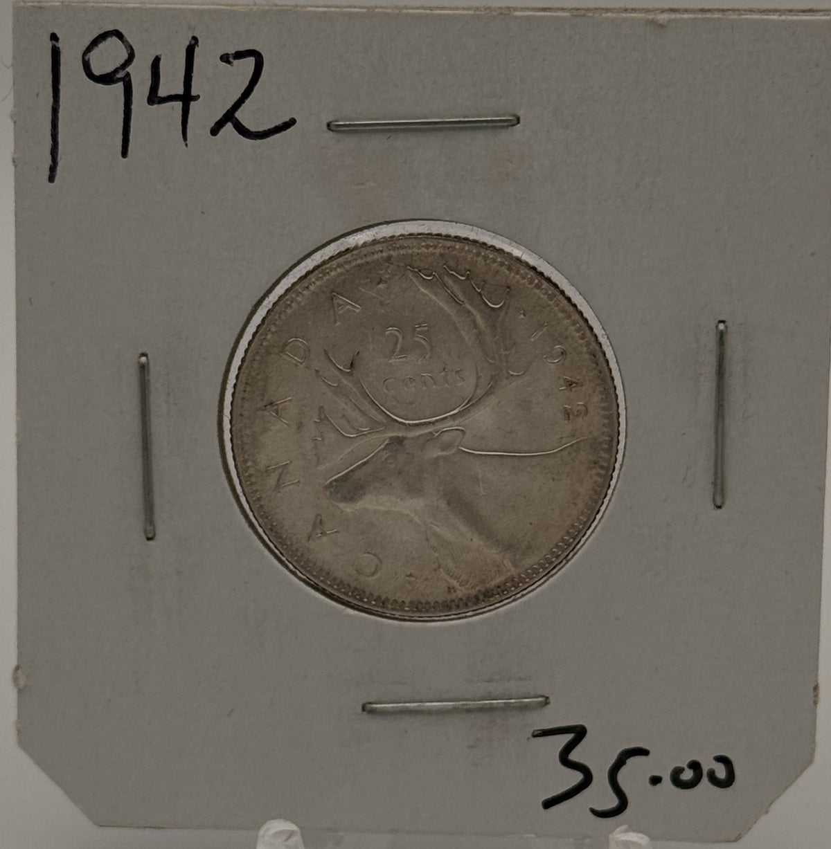 1942 CIRCULATION 25-CENT COIN - UNGRADED - AS PICTURED -