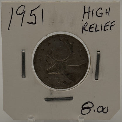 1951 CIRCULATION 25-CENT COIN - UNGRADED - AS PICTURED