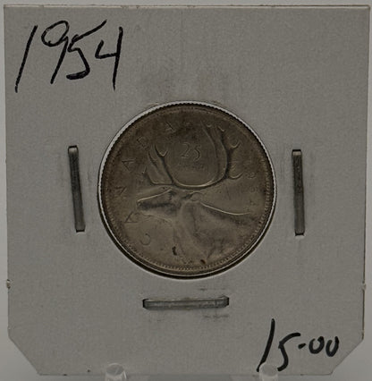 1954 CIRCULATION 25-CENT COIN - UNGRADED - AS PICTURED