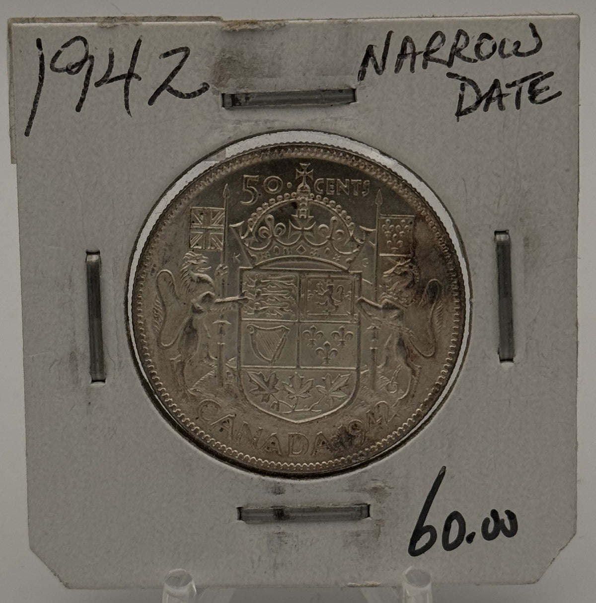 1942 CANADA CIRCULATION 50-CENT COIN (NARROW DATE)