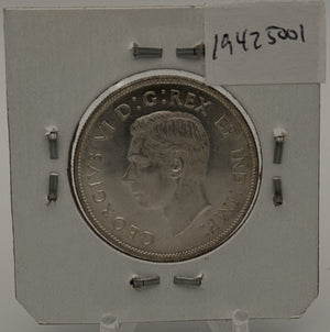 1942 CANADA CIRCULATION 50-CENT COIN (NARROW DATE)