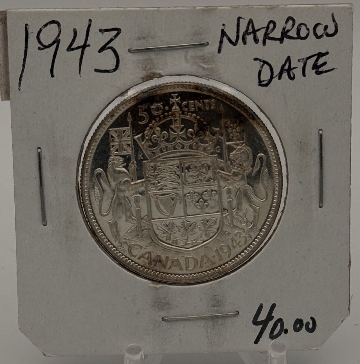 1943 CANADA CIRCULATION 50-CENT COIN (NARROW DATE)