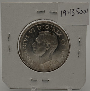 1943 CANADA CIRCULATION 50-CENT COIN (NARROW DATE)